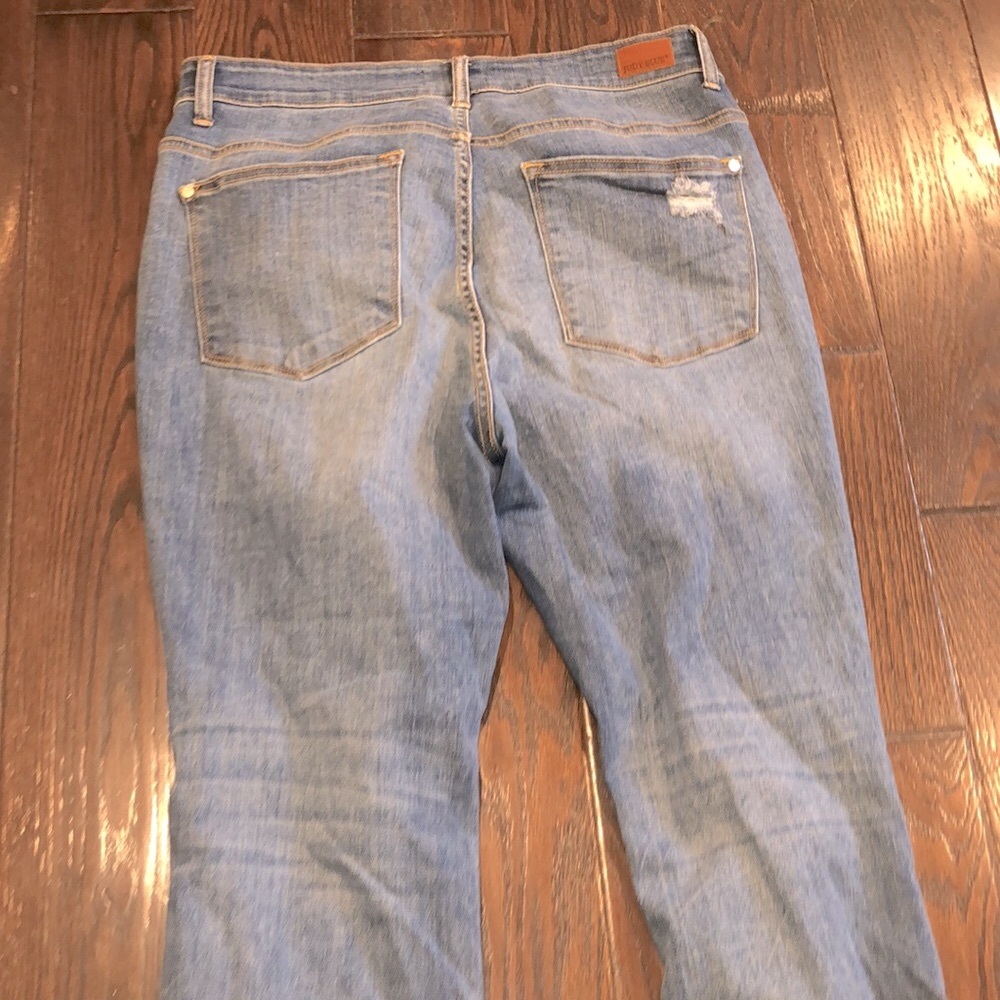 Judy Blue exposed button fly skinny jeans distressed size 14W - Picture 7 of 8